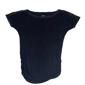 Carmen Marc Valvo Blouse Adult Women Medium Black Gold Studded Stretch